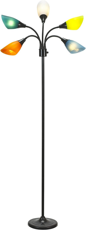 Catalina Lighting 20744-000 Medusa 5-Light Adjustable Floor Lamp, Standing Lamp, Multi-Head Lamp, Living Room Floor Light, LED Bulb NOT Included, 67.75", Multi-Color - LeafyLoom