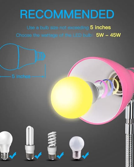 Metal Desk Lamps Clip on Lamp Clip on Light Portable Clamp On Reading Light,Eye-Caring Study Table Lamp with Flexible Goose Neck for Bedroom and Office Home Lighting (Rose red) - LeafyLoom