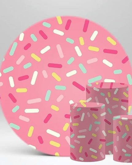 Donut Theme Pedestal Cover for Girl Birthday Party Baby Shower Baptism Communion Christening Cylinder Cover Photography Decoration Circus Event Plinth Cover Dia56 H67 - LeafyLoom