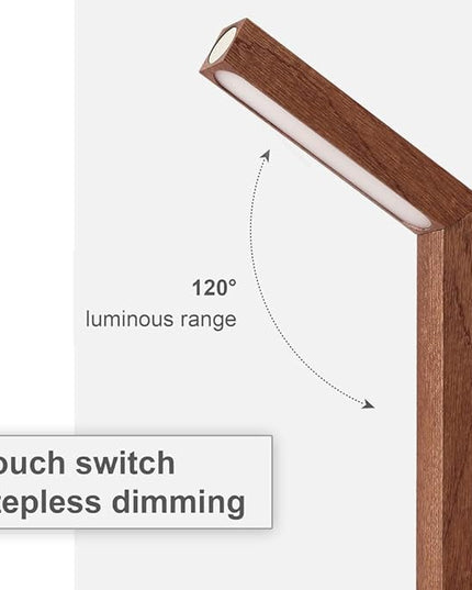 LANDGOO LED Desk Lamp for Home Office,Desk Light Touch Control Foldable Dimmable Lamp Wall Lamp Wooden Night Light (Sapele Wood) - LeafyLoom
