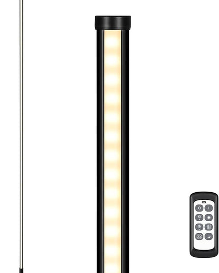 EDISHINE Minimalist LED Corner Floor Lamp with Remote, Set of 2 Modern Dimmable Mood Light, 57.5" Standing Tall Lamp for Living Room, Bedroome, 7 Color Temperature 2700-6000K (Black) - LeafyLoom