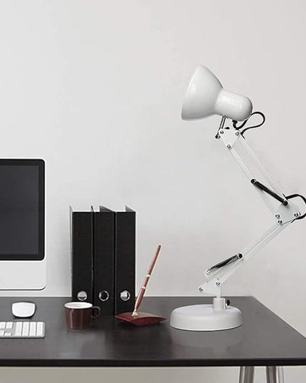 Led Desk Lamp with Clamp - Swing Arm Desk Lamp with 1 LED Cold Light Bulbs 6500K - Folding Table Lamp，Used for Office, Work, Study, Dormitory Reading and Eye Protection (White-01) - LeafyLoom