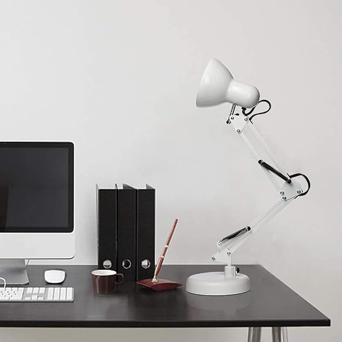 Led Desk Lamp with Clamp - Swing Arm Desk Lamp with 1 LED Cold Light Bulbs 6500K - Folding Table Lamp，Used for Office, Work, Study, Dormitory Reading and Eye Protection (White-01) - LeafyLoom