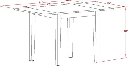 East West Furniture 1NDAB5-LWH-64 5 Piece Dinette Set for 4 Includes a Rectangle Room Table with Dropleaf and 4 White Faux Leather Parson Dining Chairs, 30x48 Inch - LeafyLoom