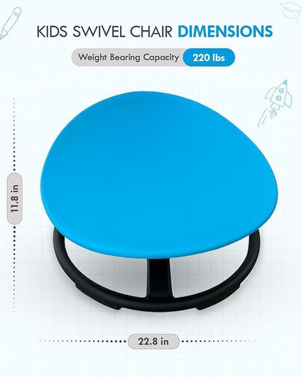 Giggle & Play Kids Swivel Chair, Sensory Spinning Chair, Body Balance Physical Therapy Equipment, Autism Swivel Chair, Montessori Carousel Spinning Toy Chair - 360° Sit and Spin (Blue) - LeafyLoom