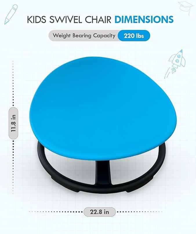 Giggle & Play Kids Swivel Chair, Sensory Spinning Chair, Body Balance Physical Therapy Equipment, Autism Swivel Chair, Montessori Carousel Spinning Toy Chair - 360° Sit and Spin (Blue) - LeafyLoom