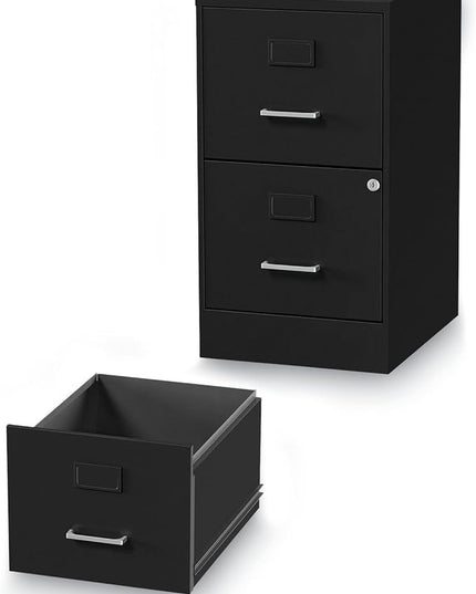 Alera 2806262 14 in. x 18 in. x 24.1 in. Soho 2-Drawer Vertical Letter File Cabinet - Black - LeafyLoom