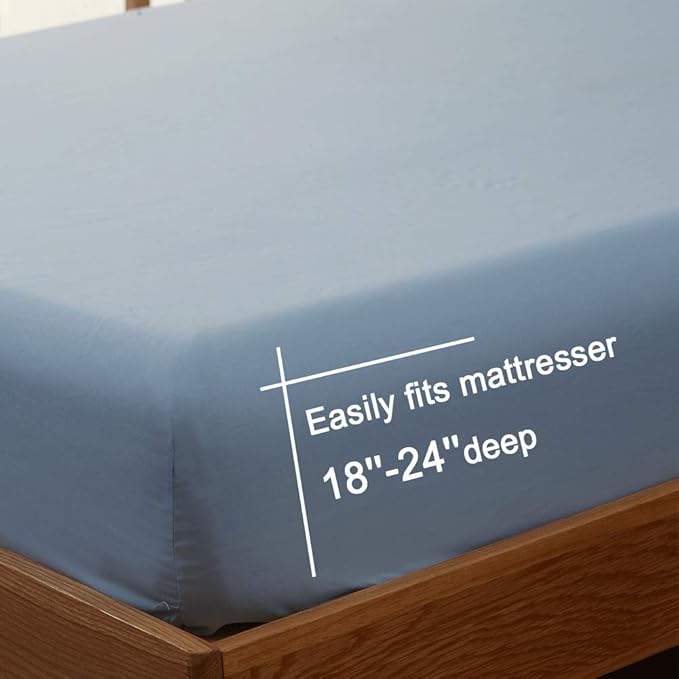 SONORO KATE Bed Sheet Set Super Soft Microfiber 1800 Thread Count Luxury Egyptian Sheets 18-Inch Deep Pocket Wrinkle-4 Piece(Full Lake Blue) - LeafyLoom