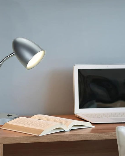 LED Desk Lamp, Flexible Gooseneck with Table lamp, 3.5W 240LM 4000K Cool White Study Lamps for Bedroom and Office, Eye Protection, ETL Listed Silver - LeafyLoom