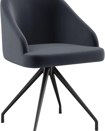 Martha Stewart Sora Stationary Swivel Task Chair with Sloped Arms for Home Office in Gray Velvet with Oil Rubbed Bronze Frame - LeafyLoom
