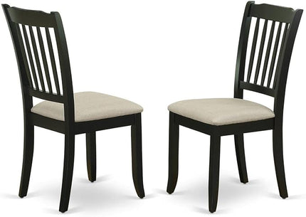 East West Furniture DLDA3-BLK-C Dublin 3 Piece Set Contains a Round Dining Room Table with Dropleaf and 2 Linen Fabric Upholstered Kitchen Chairs, 42x42 Inch, Black - LeafyLoom