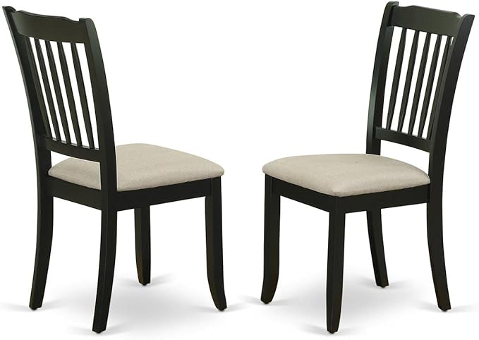 East West Furniture DLDA3-BLK-C Dublin 3 Piece Set Contains a Round Dining Room Table with Dropleaf and 2 Linen Fabric Upholstered Kitchen Chairs, 42x42 Inch, Black - LeafyLoom