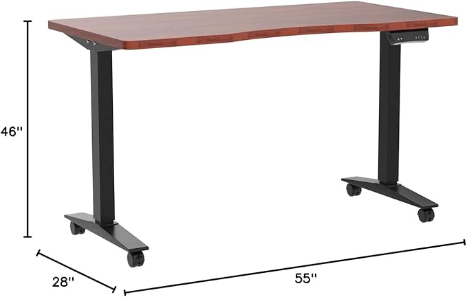 Monomi Height Adjustable Electric Standing Desk, 55 x 28 Inches Stand up Desk, Sit Stand Home Office Computer Desk(Black Frame+Cherry Top) - LeafyLoom