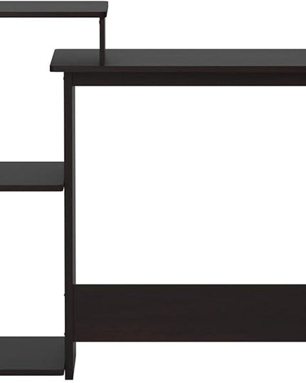 Furinno Efficient Home Laptop Notebook Computer Desk with Square Shelves, Espresso/Black - LeafyLoom