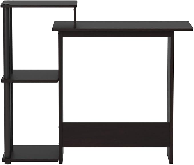Furinno Efficient Home Laptop Notebook Computer Desk with Square Shelves, Espresso/Black - LeafyLoom