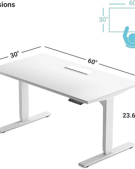 Standing desk with Bamboo top. Adjustable height desk 60"x30". Dual motor stand up motorized computer desks for home office - LeafyLoom