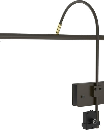 Cocoweb 19" LED Grand Piano Light in Mahogany Bronze with Brass Accents with Dimmer Clip - LeafyLoom