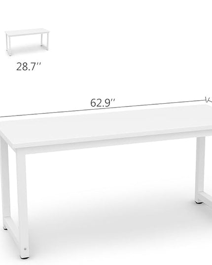 Tribesigns Computer Desk, 63 inch Large Office Desk Computer Table Study Writing Desk for Home Office, White - LeafyLoom