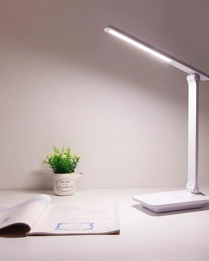 LED Desk Lamp, Dimmable Table Lamp with 3 Color Temperatures, Eye-Caring Reading Lamp with a Built-in Lithium Battery , USB Rechargeable, Touch Control, Study Lamp, Table Lamp, White - LeafyLoom