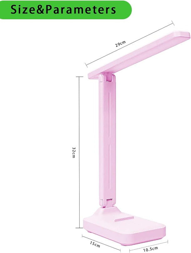 Desk lamp,LED Lamp,Touch Control,3 Color Modes,Eye-Protecting Table Lamp,Led Lights for Bedroom,Home,Office,Black (Medium Size, Pink) - LeafyLoom