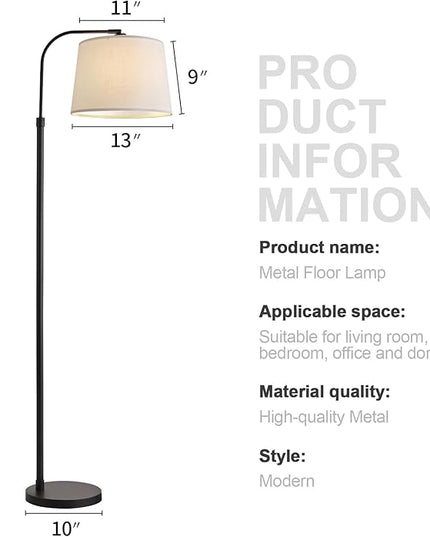 Oneach 62" Arch Floor Lamp for Living Room LED Tall Standing Light with Hanging Lamp Shade Modern Pole Lamp for Bedroom Office Study Room Kids Room - LeafyLoom