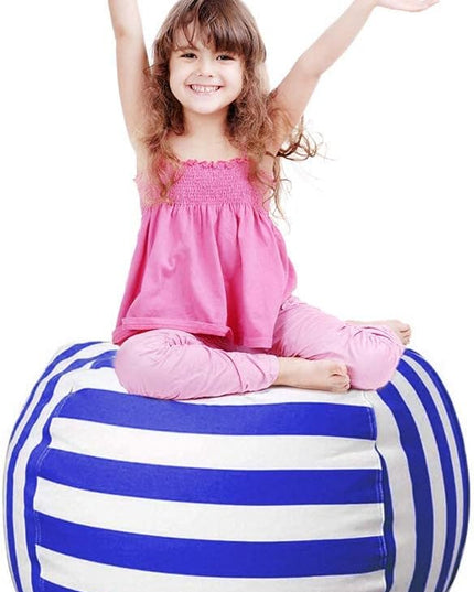Stuffed Animal Storage Bean Bag Chair Cover for Kids Room, Stuffed Animals Storage Organizer Boys and Girls Plush Toy—Deep Blue - LeafyLoom