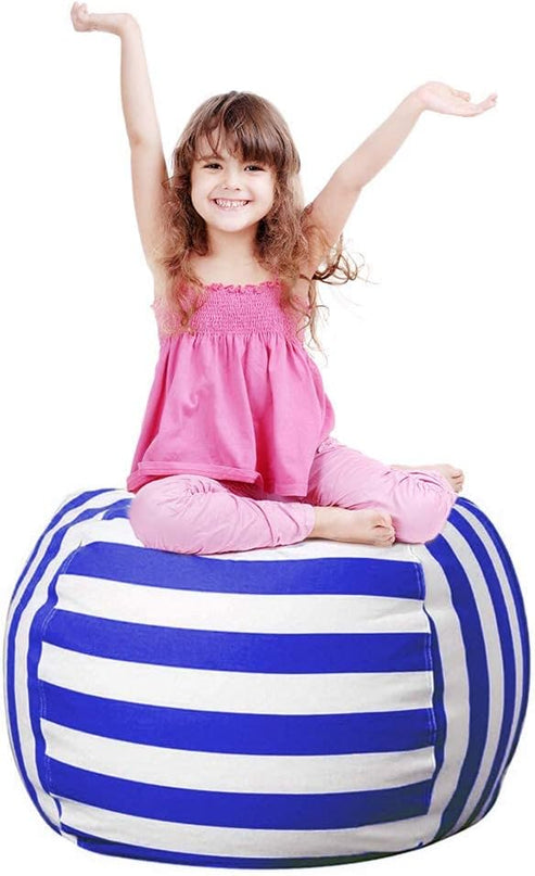 Stuffed Animal Storage Bean Bag Chair Cover for Kids Room, Stuffed Animals Storage Organizer Boys and Girls Plush Toy—Deep Blue - LeafyLoom
