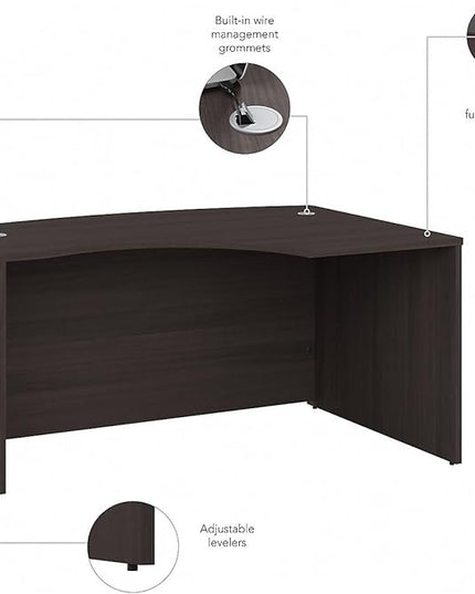 Bush Business Furniture Studio C 60W x 43D Right Hand L-Bow Desk Shell in Storm Gray - LeafyLoom