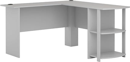 Ameriwood Home Dakota L-Shaped Desk with Bookshelves, Dove Gray - LeafyLoom
