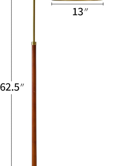 62.5" Gold Floor Lamp for Living Room with Foot Switch Standing Lamp Tall Industrial Reading for Bedroom Office - LeafyLoom
