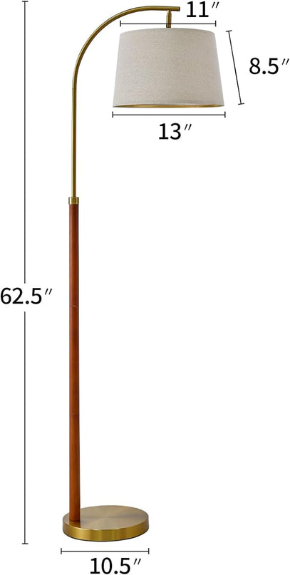 62.5" Gold Floor Lamp for Living Room with Foot Switch Standing Lamp Tall Industrial Reading for Bedroom Office - LeafyLoom