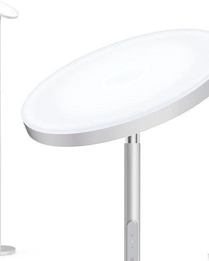 LED Floor Lamp, 30W/2500LM Super Bright Standing Light, Modern Torchiere Sky Lamp with 4 Color Temperatures, Remote Touch Control, Corner Lighting for Living Room, Bedroom, Office, Silver Grey - LeafyLoom
