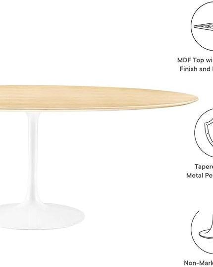 Modway Lippa Dining Table, 78", White Natural - LeafyLoom