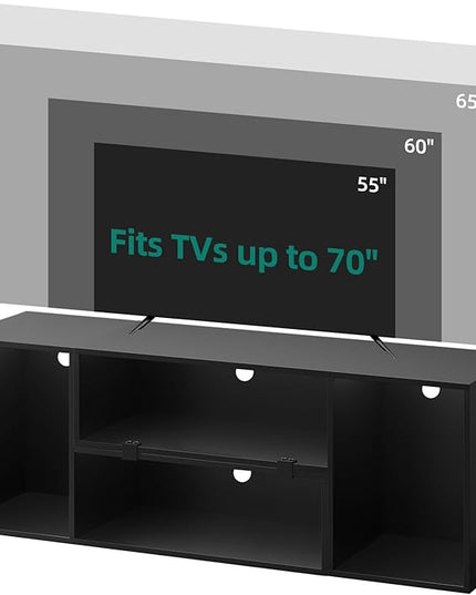 YITAHOME DIY TV Stand w/LED Strip, Modern Deformable Entertainment Center for 75/70/65/60/55/50/45 inch TVs, Gaming TV Consoles 2 Pieces Media Console Cabinet for 300lbs for Living Room, Black - LeafyLoom