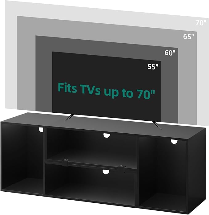 YITAHOME DIY TV Stand w/LED Strip, Modern Deformable Entertainment Center for 75/70/65/60/55/50/45 inch TVs, Gaming TV Consoles 2 Pieces Media Console Cabinet for 300lbs for Living Room, Black - LeafyLoom