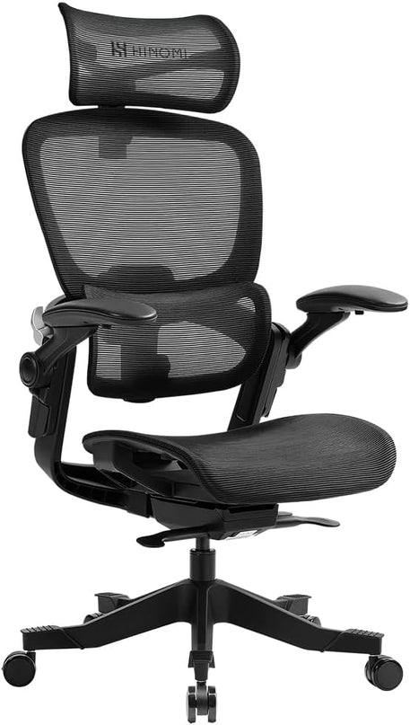 HINOMI H1 Classic V3 Ergonomic Office Chair with Lumbar Support - Comfy Computer Chair with Mesh, Home Office Desk Chair with Adjustable Arms, Comfortable Office Chair Back Support (with Headrest) - LeafyLoom