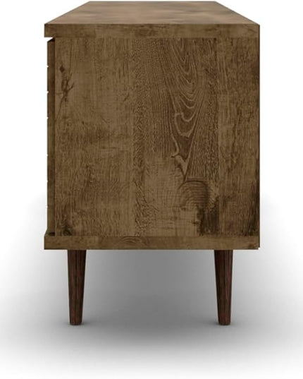 Manhattan Comfort Liberty Mid Century Modern TV Stand for Televisions up to 60 Inches, Bedroom and Living Room Entertainment Center with Storage, Shelves, and Cabinet, 201AMC: 62.99 Inch, Rustic Brown - LeafyLoom