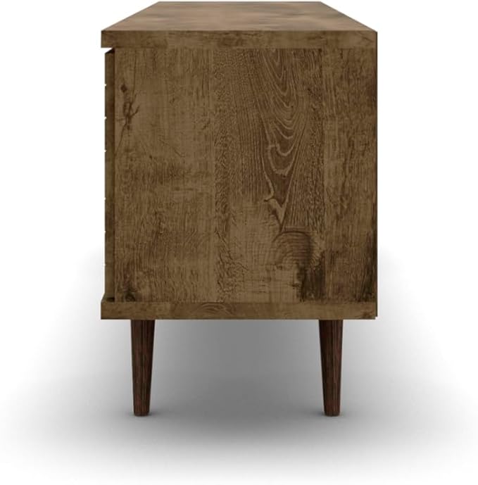 Manhattan Comfort Liberty Mid Century Modern TV Stand for Televisions up to 60 Inches, Bedroom and Living Room Entertainment Center with Storage, Shelves, and Cabinet, 201AMC: 62.99 Inch, Rustic Brown - LeafyLoom