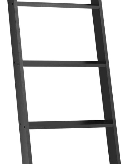 IBUYKE 5-Tier Blanket Ladder Shelf,Ladder Rack for Storage and Decor,Wooden Blanket Holder with Hooks,Easy Assembly for Bedroom,Rustic Brown TTR006B - LeafyLoom