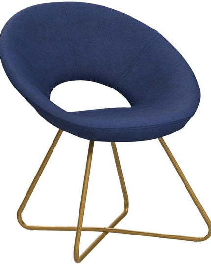 Roundhill Furniture Slatina Silky Velvet Upholstered Accent Chair with Gold Tone Finished Base, 25D x 28W x 31.5H in, Blue - LeafyLoom