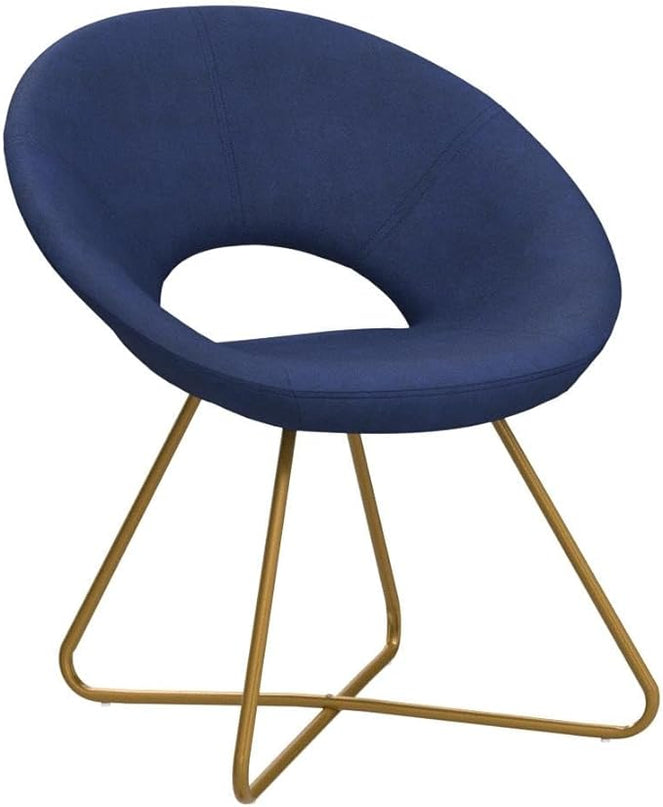 Roundhill Furniture Slatina Silky Velvet Upholstered Accent Chair with Gold Tone Finished Base, 25D x 28W x 31.5H in, Blue - LeafyLoom