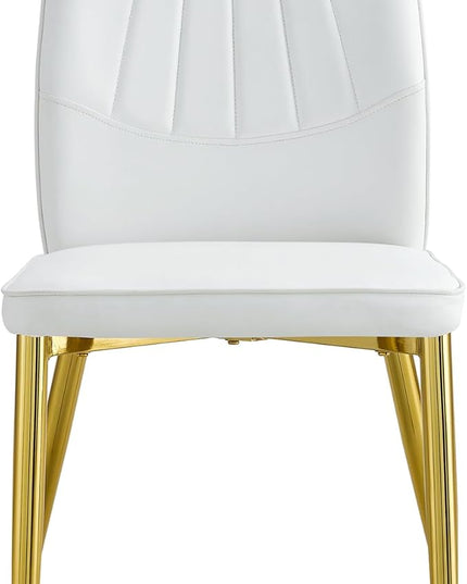 NicBex Dining Chairs Set of 4 Modern Faux Leather High Back Dining Chair Dining Room Kitchen Chairs with Golden Metal Legs,Chairs for Dining Room, Kitchen,Living Room, and Restaurants,White - LeafyLoom