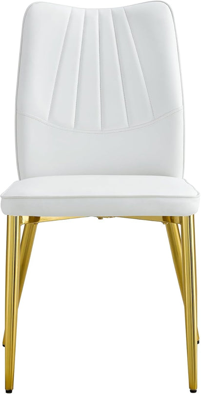 NicBex Dining Chairs Set of 4 Modern Faux Leather High Back Dining Chair Dining Room Kitchen Chairs with Golden Metal Legs,Chairs for Dining Room, Kitchen,Living Room, and Restaurants,White - LeafyLoom