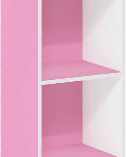 Furinno Luder Bookcase / Book / Storage, 4-Tier Cube, Pink/White - LeafyLoom