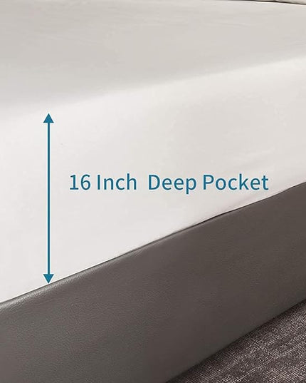 Bed Sheet Set - Brushed Microfiber Bedding - Bedding Sheets & Pillowcases - Deep Pockets - Easy Fit - Breathable & Cooling Sheets- 4 Piece Queen White Sheets - LeafyLoom