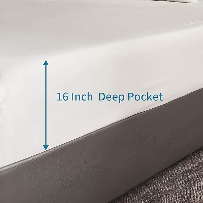 Bed Sheet Set - Brushed Microfiber Bedding - Bedding Sheets & Pillowcases - Deep Pockets - Easy Fit - Breathable & Cooling Sheets- 4 Piece Queen White Sheets - LeafyLoom