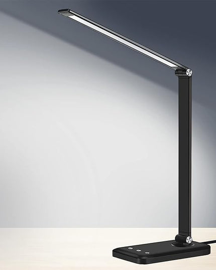 AFROG Multifunctional LED Desk Lamp with USB Charging Port, 5 Lighting Modes,5 Brightness Levels, Sensitive Control, 30/60 min Auto Timer, Eye-Caring Office Lamp，8W，5000K - LeafyLoom