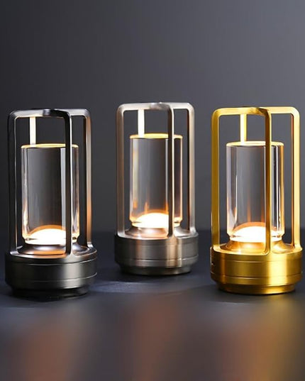 Portable Metal Desk Lamp,Cordless LED Table Lamp,Touch Control Rechargeable Lamp,3-Levels Brightness Room Decor Desk Lamp,Bedside Lamp,Night Light (Light Gold) - LeafyLoom