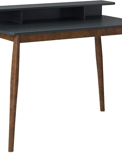 Roundhill Furniture Roskilde Storage Wood Office Desk, Gray - LeafyLoom