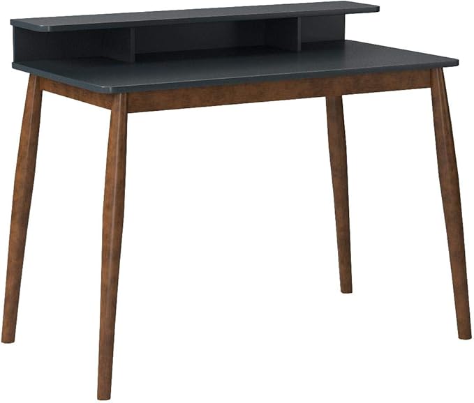 Roundhill Furniture Roskilde Storage Wood Office Desk, Gray - LeafyLoom